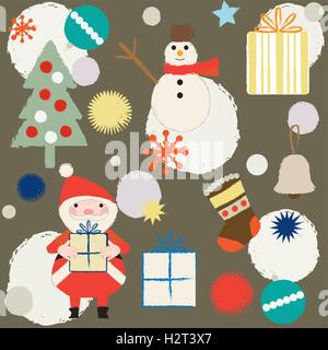 Christmas and winter themed retro seamless pattern 2 Stock Vector