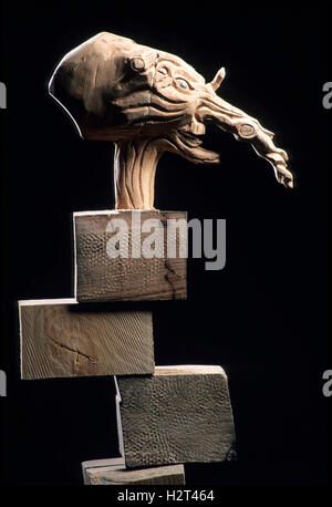 Head of a wood puppet Stock Photo