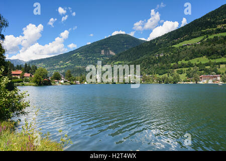 Feld am See: lake Brennsee or Feldsee, village Feld am See, , Kärnten, Carinthia, Austria Stock Photo