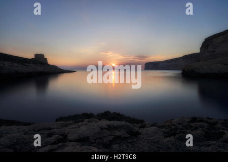 Xlendi Bay, Xlendi Tower, Gozo, Malta Stock Photo