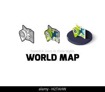 World map icon in different style Stock Vector
