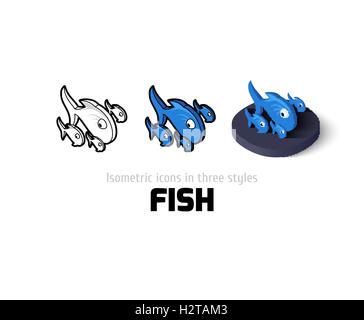 Fish icon in different style Stock Vector