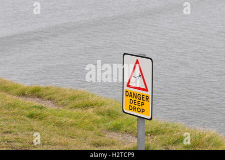 Danger Deep Drop sign Stock Photo