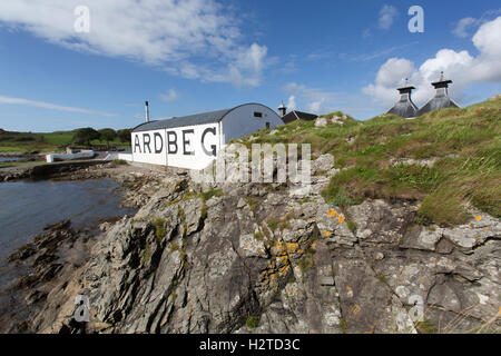 Isle of Islay, Scotland. Picturesque view of the Ardbeg whisky distillery on the south coast of Islay. Stock Photo