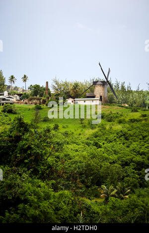 Barbados Morgan Lewis Windmill  only intact sugar mill landscape hillside farm copyspace Travel Travellers Traveling tourist tou Stock Photo