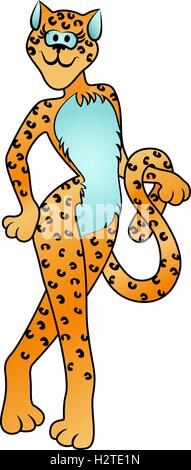 Orange cartoon girl leopard Stock Vector