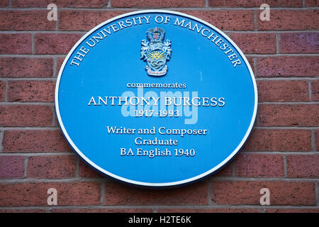 Anthony Burgess plaque blue Manchester University writer composer mancunian commemorates commemoration graduate Historic histo Anthony Burgess plaque blue Manchester University writer composer mancunian commemorates commemoration graduate Historic histo