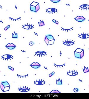 Seamless pattern in the style of psychedelic eyes Stock Vector