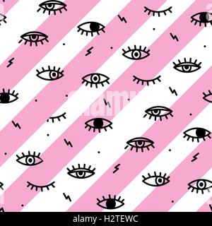 Seamless pattern in the style of psychedelic eyes. Stock Vector