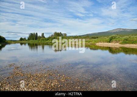 The expanses of the mountain taiga rivers. The 'Virgin Komi forests' UNESCO world heritage site in the national Park 'Yugyd VA'. Stock Photo