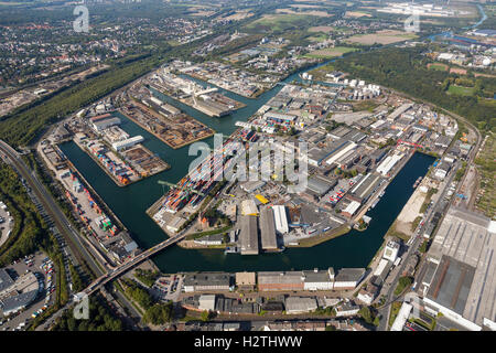 Aerial photo, Rhine-Ruhr-Harbour, Raffelberg, snow ...