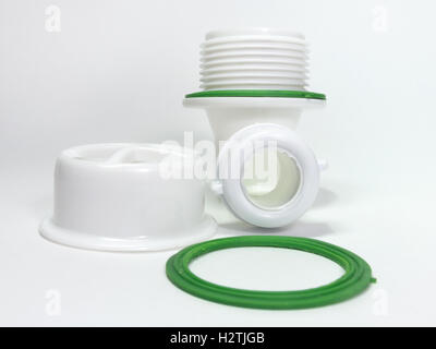 Plastic strainer for drain for hole of sink and gasket ring Stock Photo