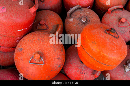 Butane bottles  storage to recycle, recycling center Stock Photo