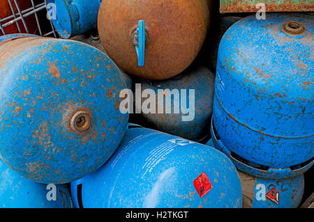 Butane bottles  storage to recycle, recycling center Stock Photo