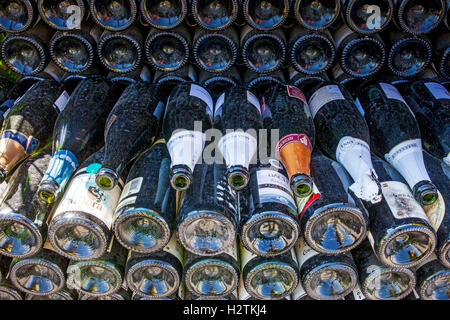 Bottles of champagne storage to recycle, recycling center Stock Photo