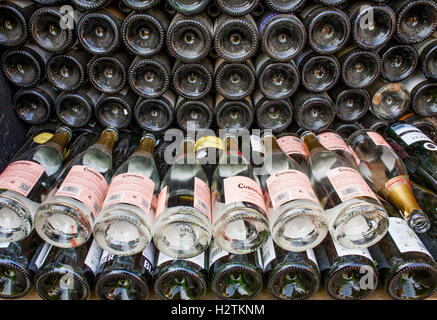 Bottles of champagne storage to recycle, recycling center Stock Photo