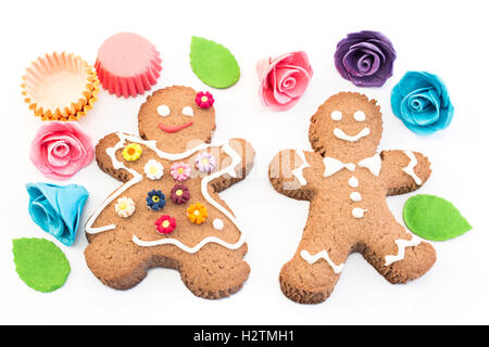 Gingerbread Man and Woman Cookies. Stock Photo