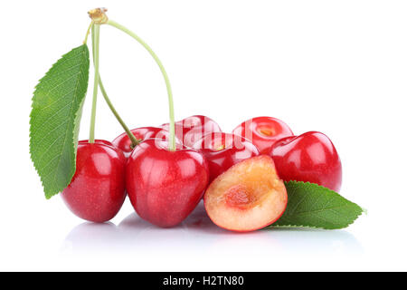 Cherries cherry fresh organic summer fruits fruit isolated on a white background Stock Photo