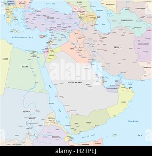 middle east map Stock Vector