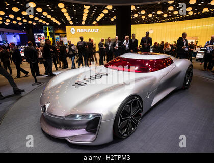 World premiere of Renault Trezor concept electric supercar at Paris Motor Show 2016 Stock Photo