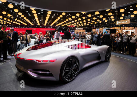 World premiere of Renault Trezor concept electric supercar at Paris Motor Show 2016 Stock Photo