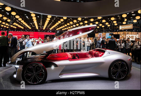 World premiere of Renault Trezor concept electric supercar at Paris Motor Show 2016 Stock Photo