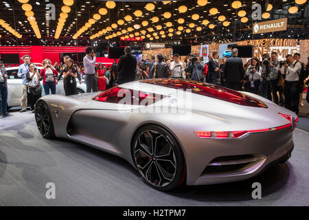 World premiere of Renault Trezor concept electric supercar at Paris Motor Show 2016 Stock Photo