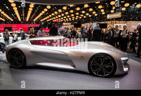 World premiere of Renault Trezor concept electric supercar at Paris Motor Show 2016 Stock Photo