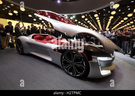 World premiere of Renault Trezor concept electric supercar at Paris Motor Show 2016 Stock Photo