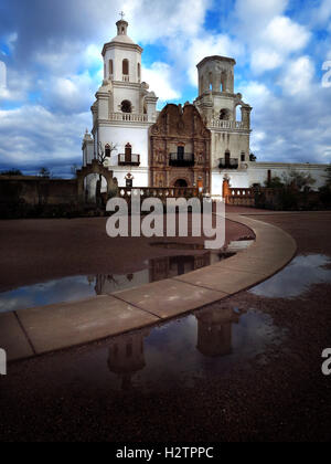 San Xavier mission in Tucson Arizona Christian church with cross Stock Photo