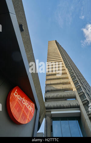 he barbican centre, London.   Modern architecture.   Brutalist.   Concrete buildings. Stock Photo