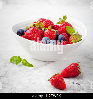 Mix fresh berries, blueberry strawberry, raspberry Stock Photo