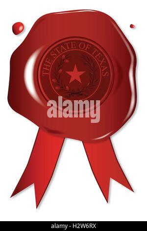 A wax seal with a the state seal of Texas Stock Vector