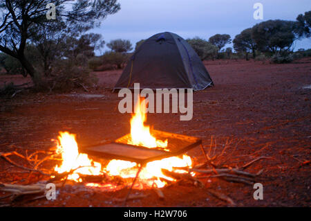 wilderness camping in the Australian bush Stock Photo