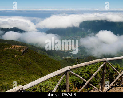 Madeira: A view from the Bica da Cana mountain, direction Sao Vicente Stock Photo