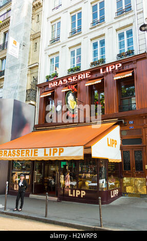 Paris, France-June 09, 2016: The famous brasserie Lipp is establishment  on the boulevard Saint Germain. Stock Photo