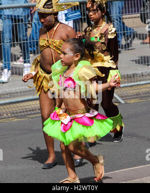 Paris, France-June 28, 2015 : The group of child participant in Tropical carnival in Paris, France. Stock Photo