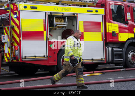 A firefighter incident commander at the scene of a fire in Birchgrove ...