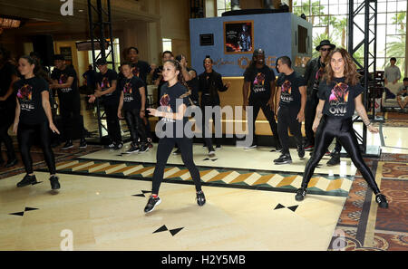 Michael Jackson HIStory Statue to be Unveiled at Mandalay Bay Resort and Casino  Featuring: Cirque duSoleil Performers Where: Las Vegas, Nevada, United States When: 28 Jul 2016 Stock Photo