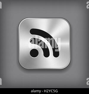 RSS icon - vector metal app button Stock Vector