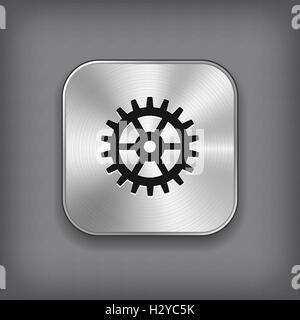 Gear icon - vector metal app button Stock Vector