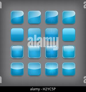 Set of blank blue buttons for you design or app. Stock Vector