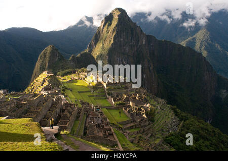 View of the Machu Picchu landscape. Machu Picchu is a city located high in the Andes Mountains in modern Peru. It lies 43 miles Stock Photo