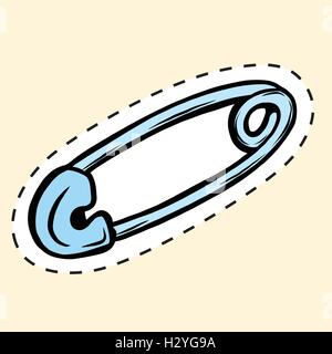 Pin barrette sewing. Sticker label Stock Vector