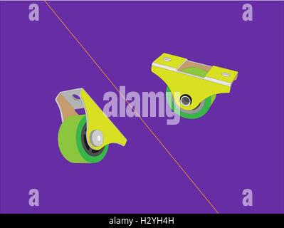 rollers for furniture. Wheels Stock Vector