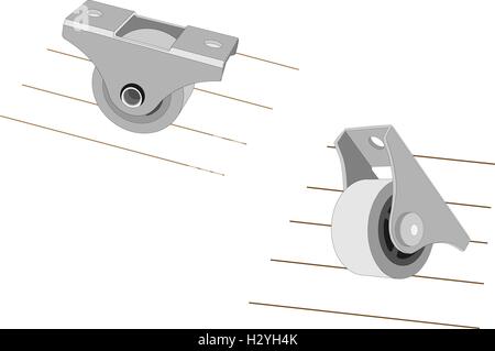 rollers for furniture. Wheels Stock Vector