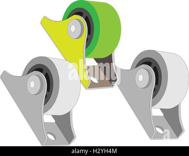 rollers for furniture. Wheels Stock Vector