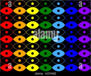 a pattern of circles and ellipses resembling eyes Stock Vector