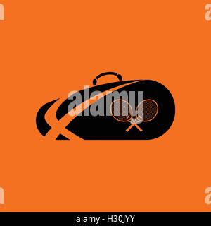 Tennis bag icon. Orange background with black. Vector illustration. Stock Vector