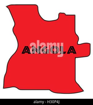 Angola outline silhouette map over a white background Stock Vector